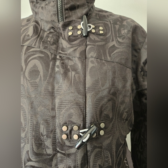 SCOTT Black Ski/ Snowboarding Jacket with Floral Pattern, Toggle Buttons. Size - Picture 3 of 16